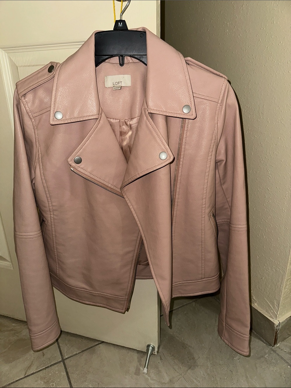 LOFT Blush Pink Faux Leather Moto Jacket